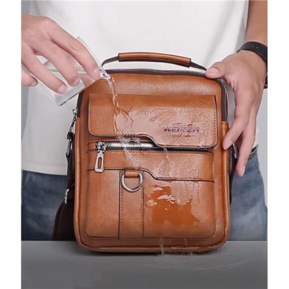 Mens Leather Messenger Bag Crossbody Shoulder Bag Vintage Zipper Buckle Satchel - Picture 6 of 7